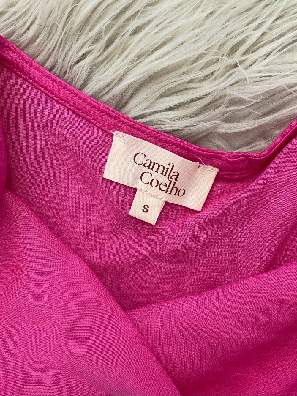 Camila Coelho Payton Maxi Dress Hot Pink Halter Neck Sleeveless Fringe Hem S - Picture 9 of 11